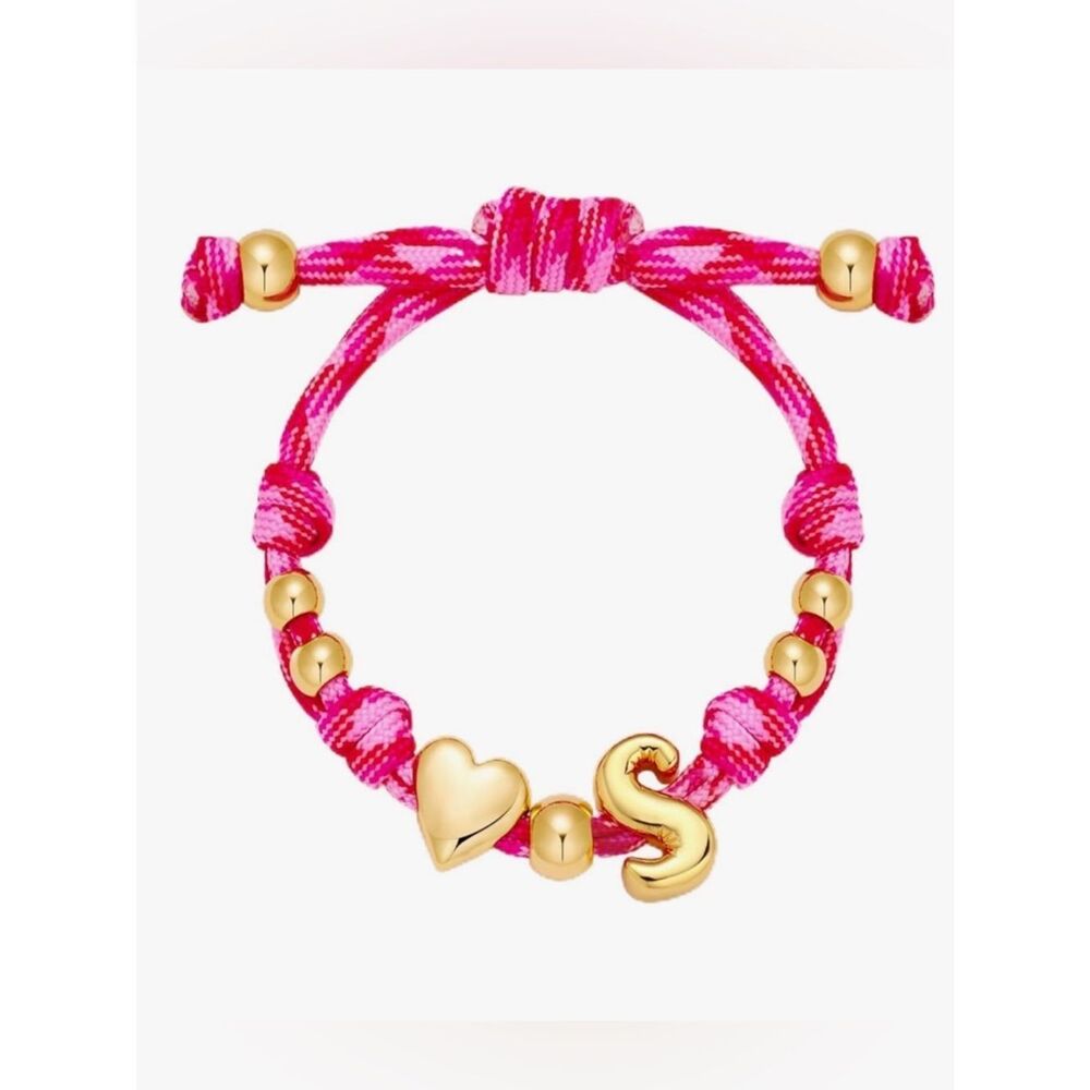NEW 14K Gold-Plated Knotty
Bubble Letter Initial Heart Bracelet